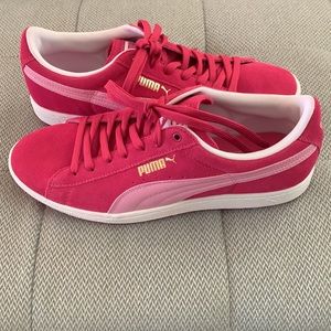 New Pink Suede Puma Lace Up Sneakers Sz 11 35127503